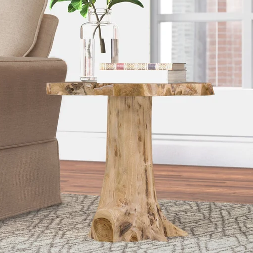 Solid Wood Tree Stump End Table