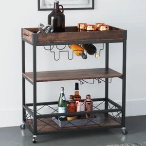 Wood 3-Tier Rolling Kitchen Cart