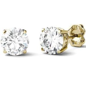 2 CTW Moissanite 18K Yellow Gold Studs