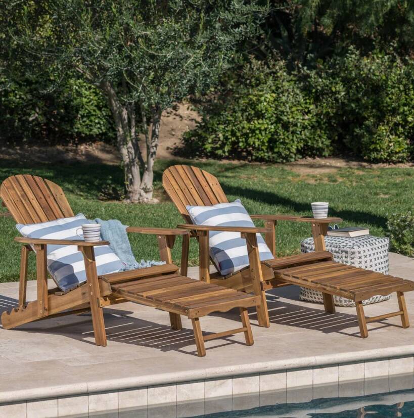 Set of 2 Reclining Wood Adirondack Chair