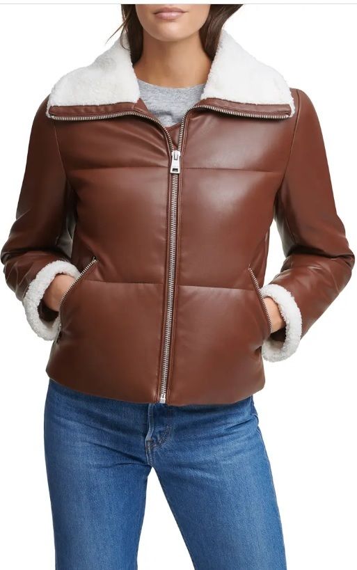 Levi's Women's Faux Leather Puffer Jacket