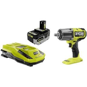 Ryobi One+ 18V Li-Ion Battery & Charger w/ Ryobi One+ HP 18V Impact Wrench