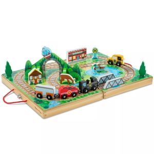 17-Piece Wood Railroad Playset