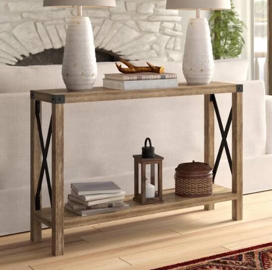 Rustic Oak Farmhouse Console Table