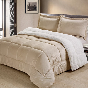 Reversible Micromink & Sherpa Fleece Queen Comforter Set