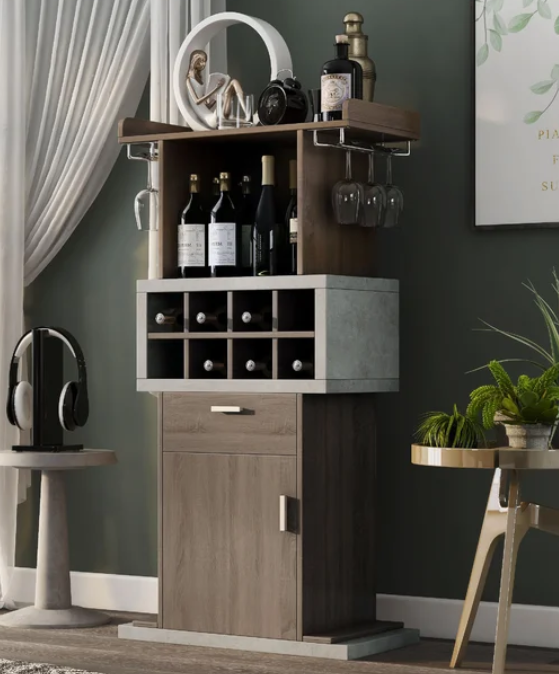 Wood Bar w/ Wine Storage