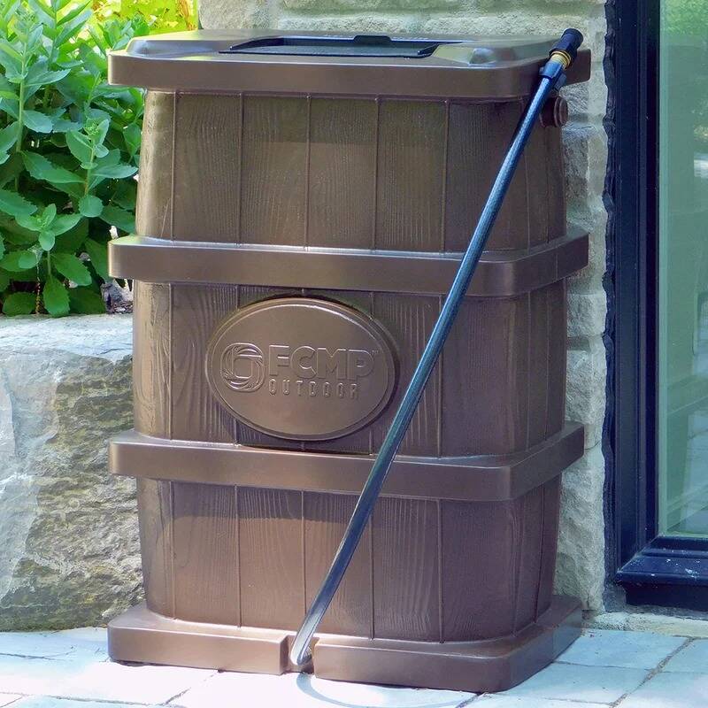 Outdoor 45-Gal. Plastic Rain Barrel w/ Hose