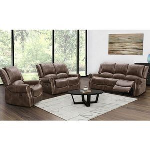 3-Piece Faux Leather Manual Reclining Sofa Set