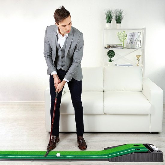 Golf Putting Green Mat w/ Auto Return Ball System