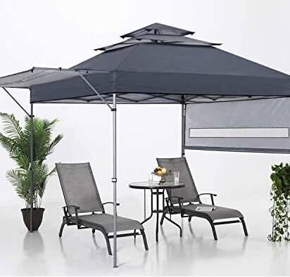 10' x 17' Instant Canopy 3-Tier Shade w/ Adjustable Half Awning