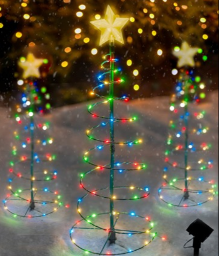 2-Pack Solar LED Christmas Tree