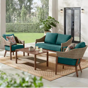 Hampton Bay 4-Piece Patio Wicker Conversation Set