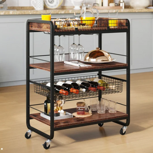 Jerimiah 26'' 3-tier Rolling Kitchen Island