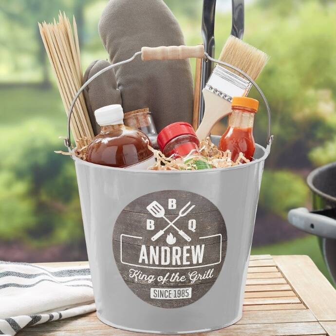 Father's Day BBQ Time Personalized Metal Bucket