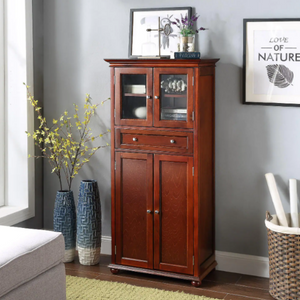 Solid Wood 4-Door Tall Storage Cabinet