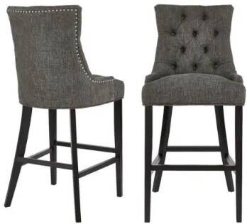 Set of 2 Upholstered Tufted Bar Stools