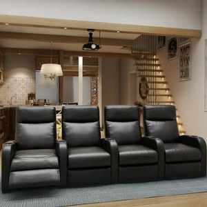 Faux Leather Reclining Theater Sofa