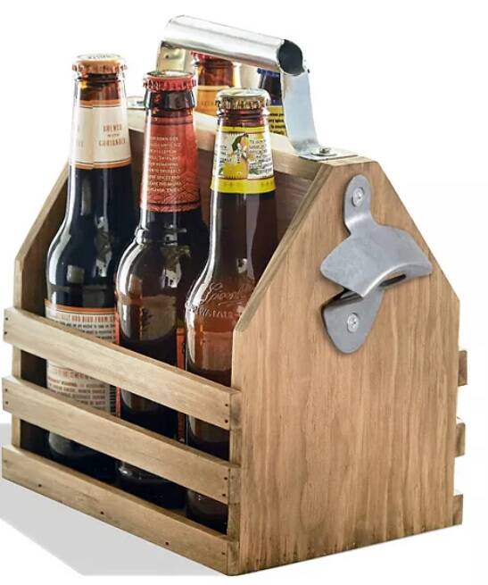 Wood 6-Bottle Caddy