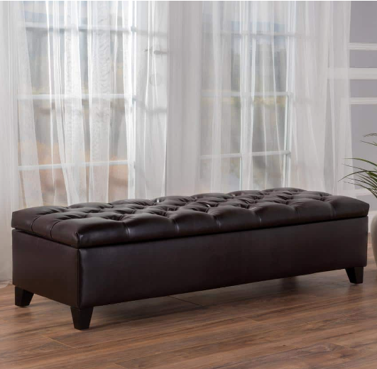 Faux Leather Tufted Storage Bench