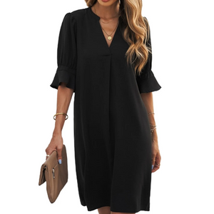 Ruffled Sleeve Shift Dress