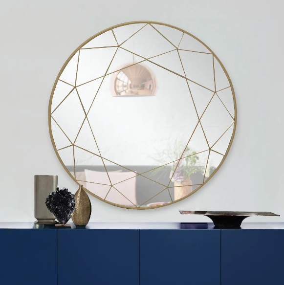 Round Gold Wall Mount Mirror