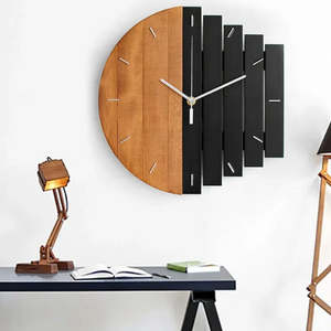 Rustic Abstract Wood Wall Clock