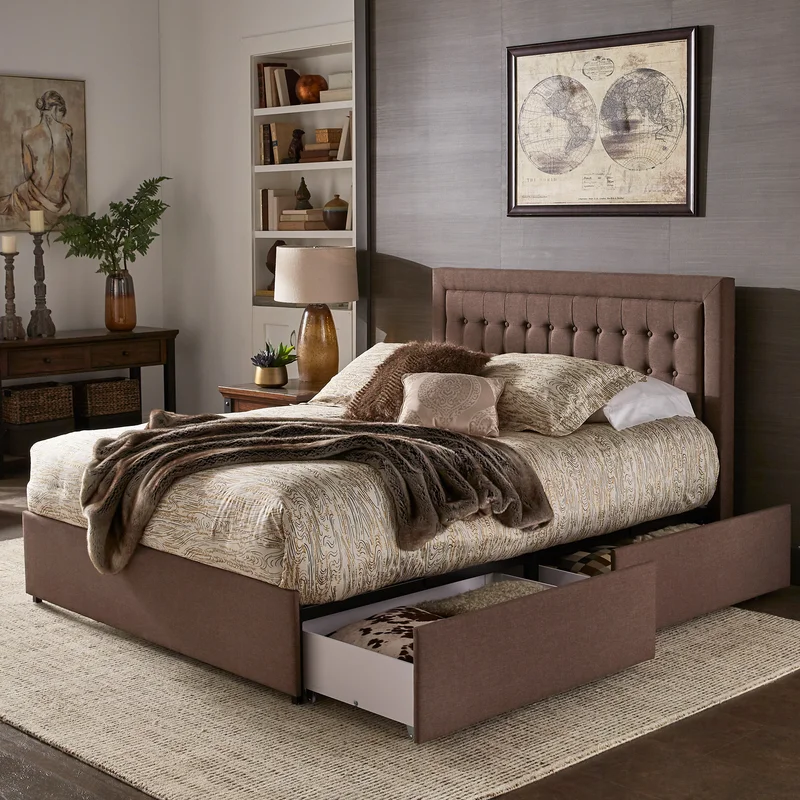 Tufted Platform Storage Queen Bed