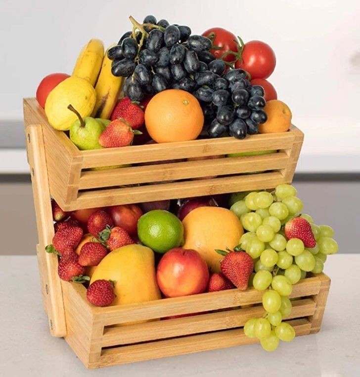 2-Tier Bamboo Fruit Bowl