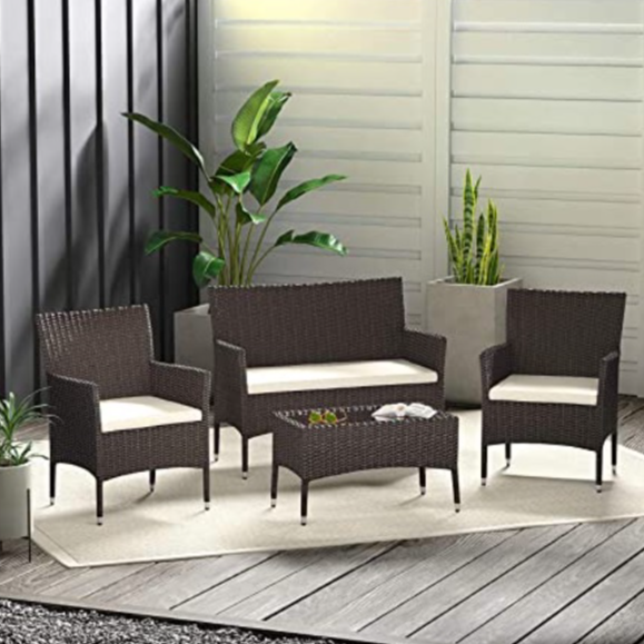 4-Piece Wicker Patio Conversation Set