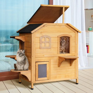 Wood 2-Floor Cat House