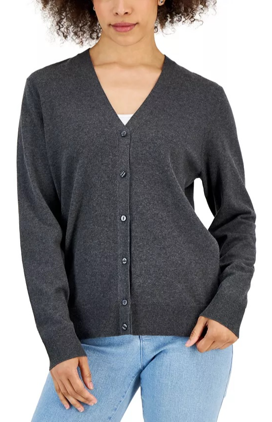 Karen Scott Women's V-Neck Cardigan