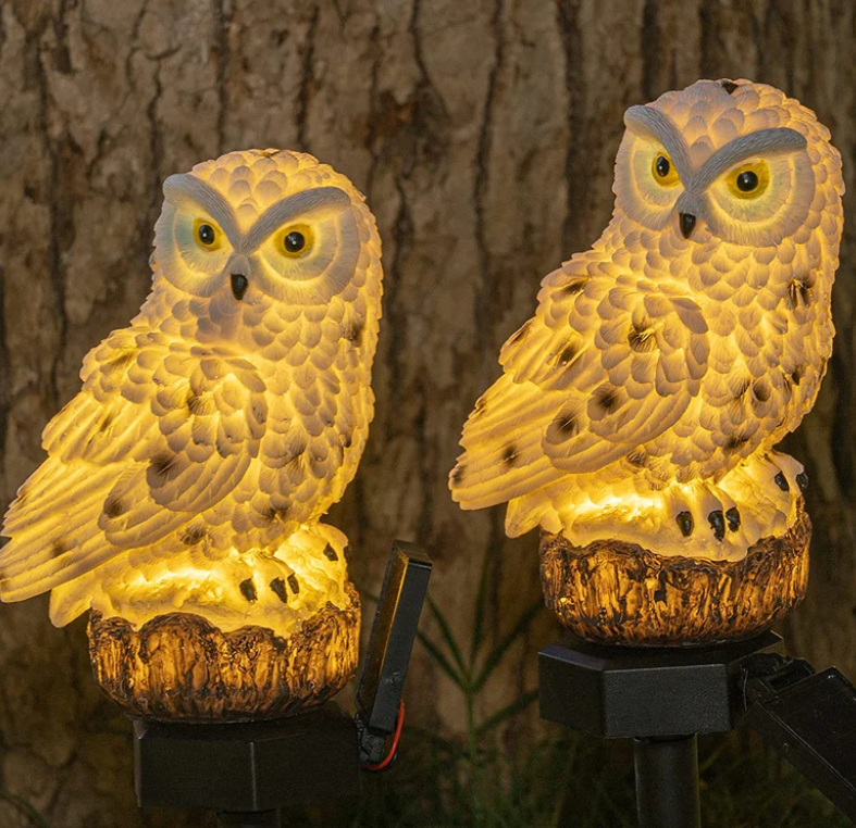 2-Pack Owl Solar LED Lights