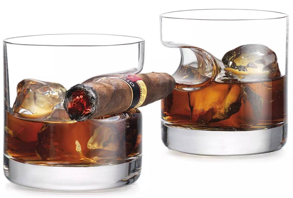 Whiskey Glass w/ Built-in Cigar Rest