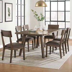 Costco 7-Piece Wood & Leather Upholstered Dining Set