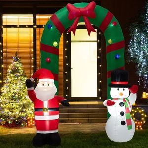 Christmas Santa & Snowman Inflatable 8' Arch