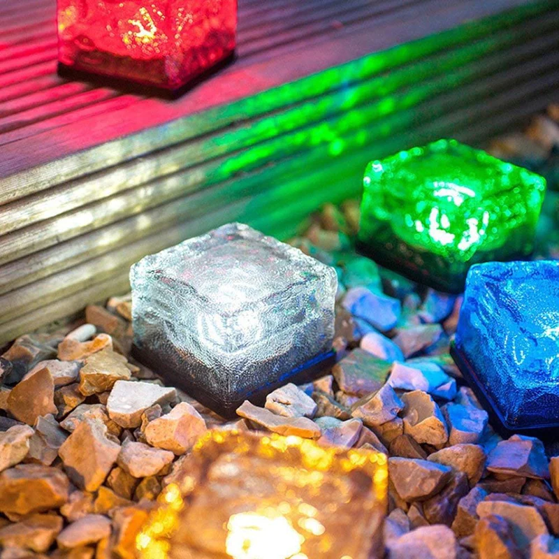 4-Pack Solar Glass Brick Lights