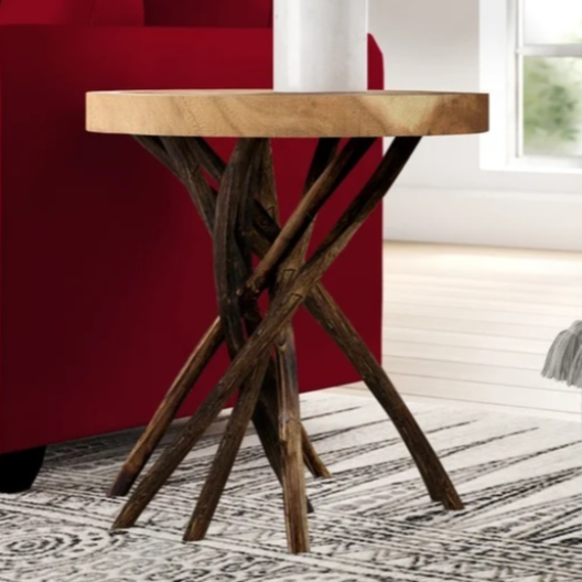 Solid Wood Tree Stump End Table