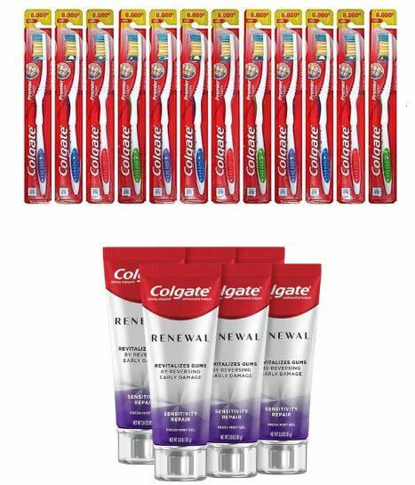 Colgate 12-Pack Toothbrushes + 6-Pack Toothpaste