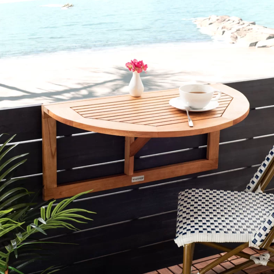 Wood 2-Person Balcony Table