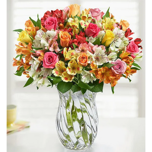 Assorted Roses & Peruvian Lilies Double Bouquet