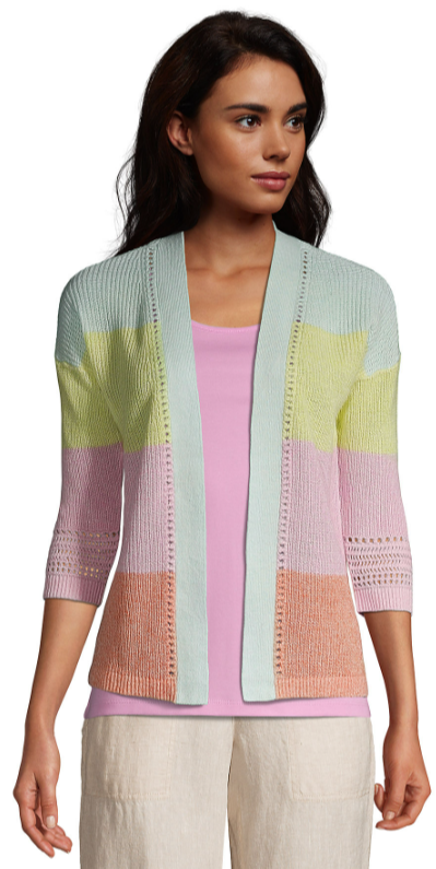 Lands' End Women's Linen Cotton Cardigan Sweater