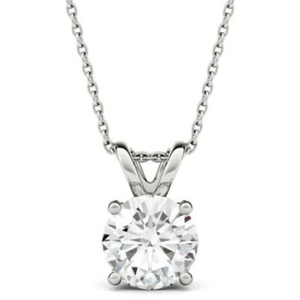 2CT Moissanite Solitaire 14K White Gold Necklace