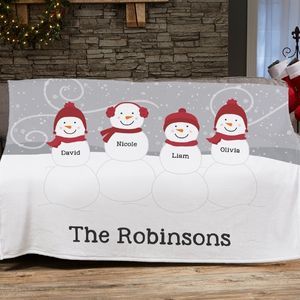 Personalized Snowman Family Blanket