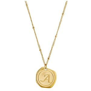 Coin Initial 22K Gold Plated Necklace