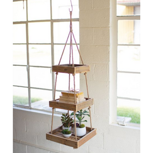 Wood Square 3-Tier Hanging Shelf