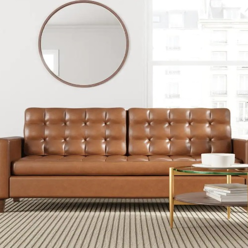 Faux Leather 3-Seat Arm Sofa