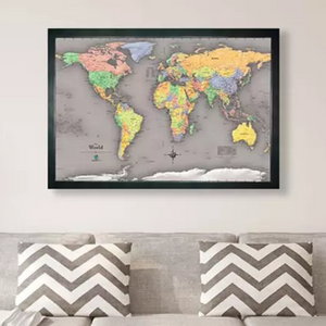 Magnetic-Pin Travel Map w/ 30 Pins