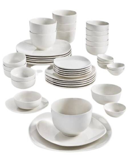 Tabletops Unlimited 42-Piece Denmark Soft Square Dinnerware Set