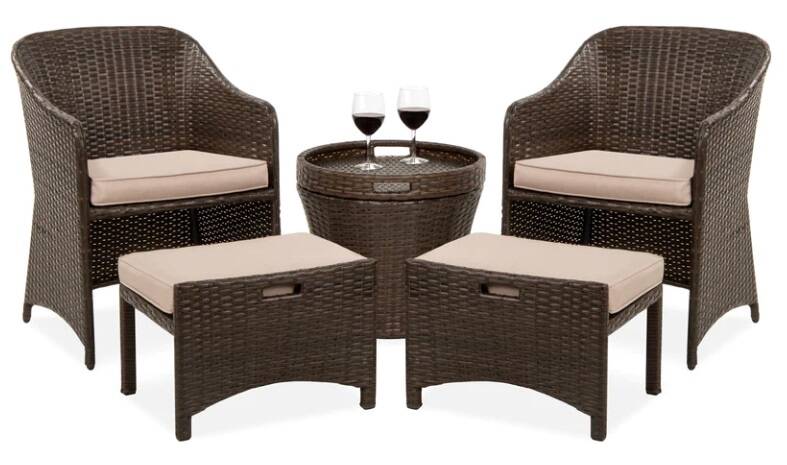 5-Piece Outdoor Wicker Bistro Set