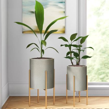 2-Piece Metal Pot Planter Set